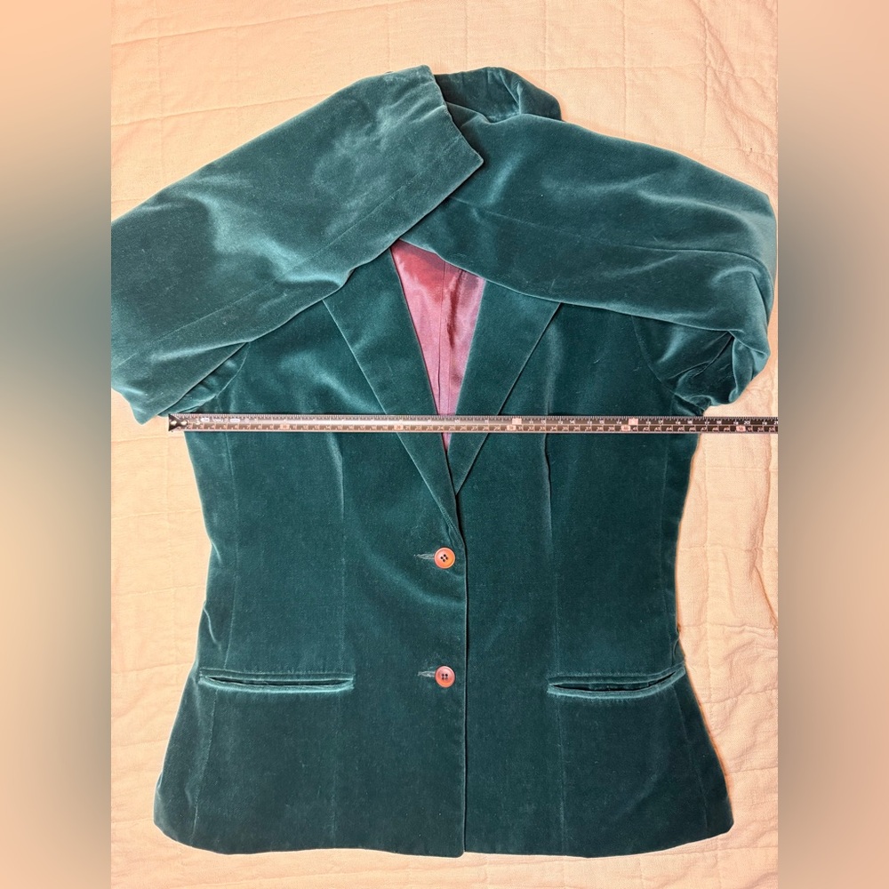 Jo Hardin vintage women’s teal velvet blazer size 10 - Picture 7 of 14